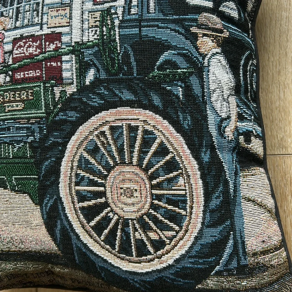Vintage Coca Cola John Deere Tapestry Throw Pillow 16in x 14in Tractor
